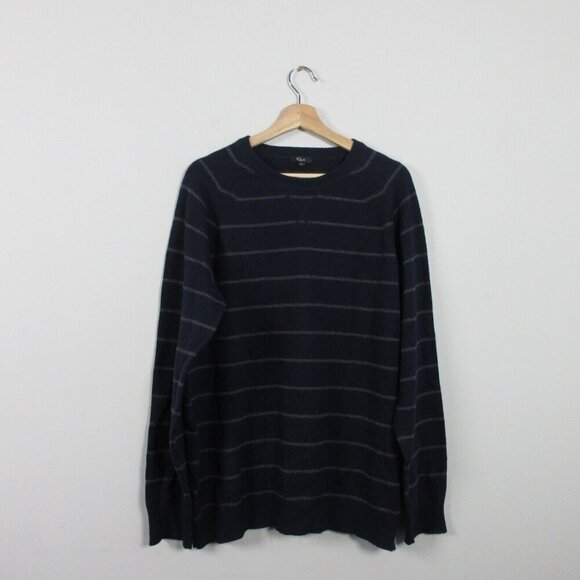 Rails Watkins Men's Pullover Stripe Sweater Wool Blend Navy/Charcoal XL 354 - Picture 1 of 12